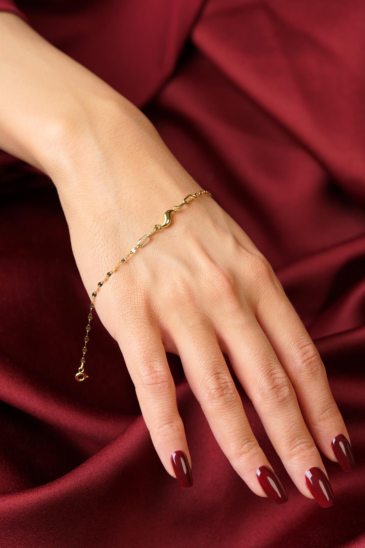 14K Gold Water Wave Mirror Bracelet
