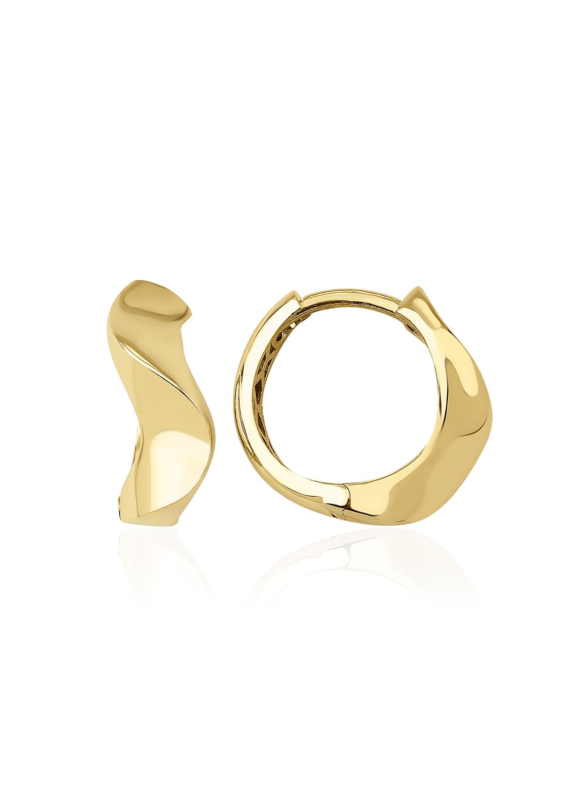 14K Gold Wavy Huggie Earrings