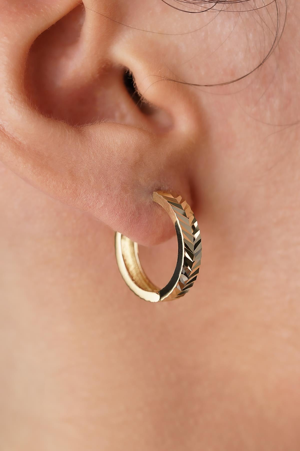14K Gold Wheat Ear Crawler Earrings
