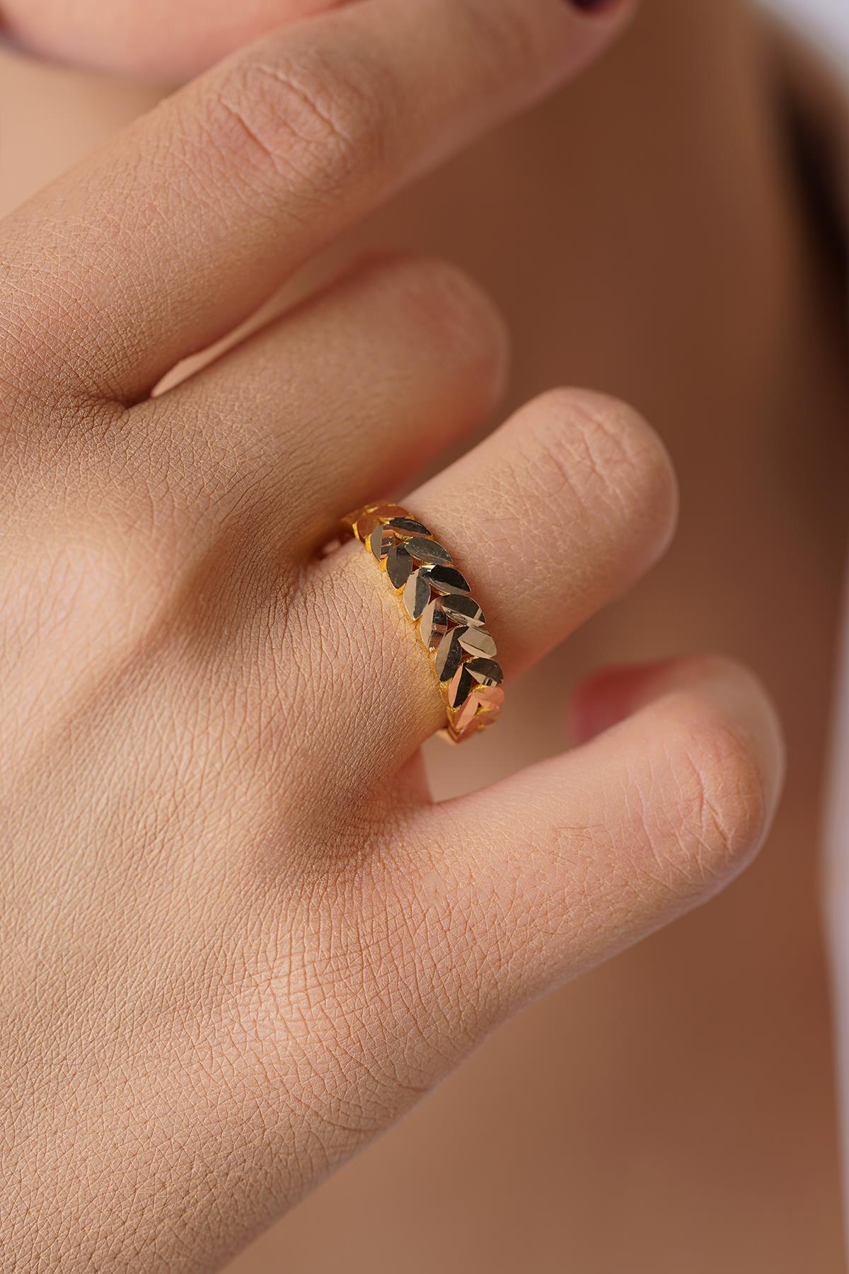 14K Gold Wheat Ring - 22K Appearance