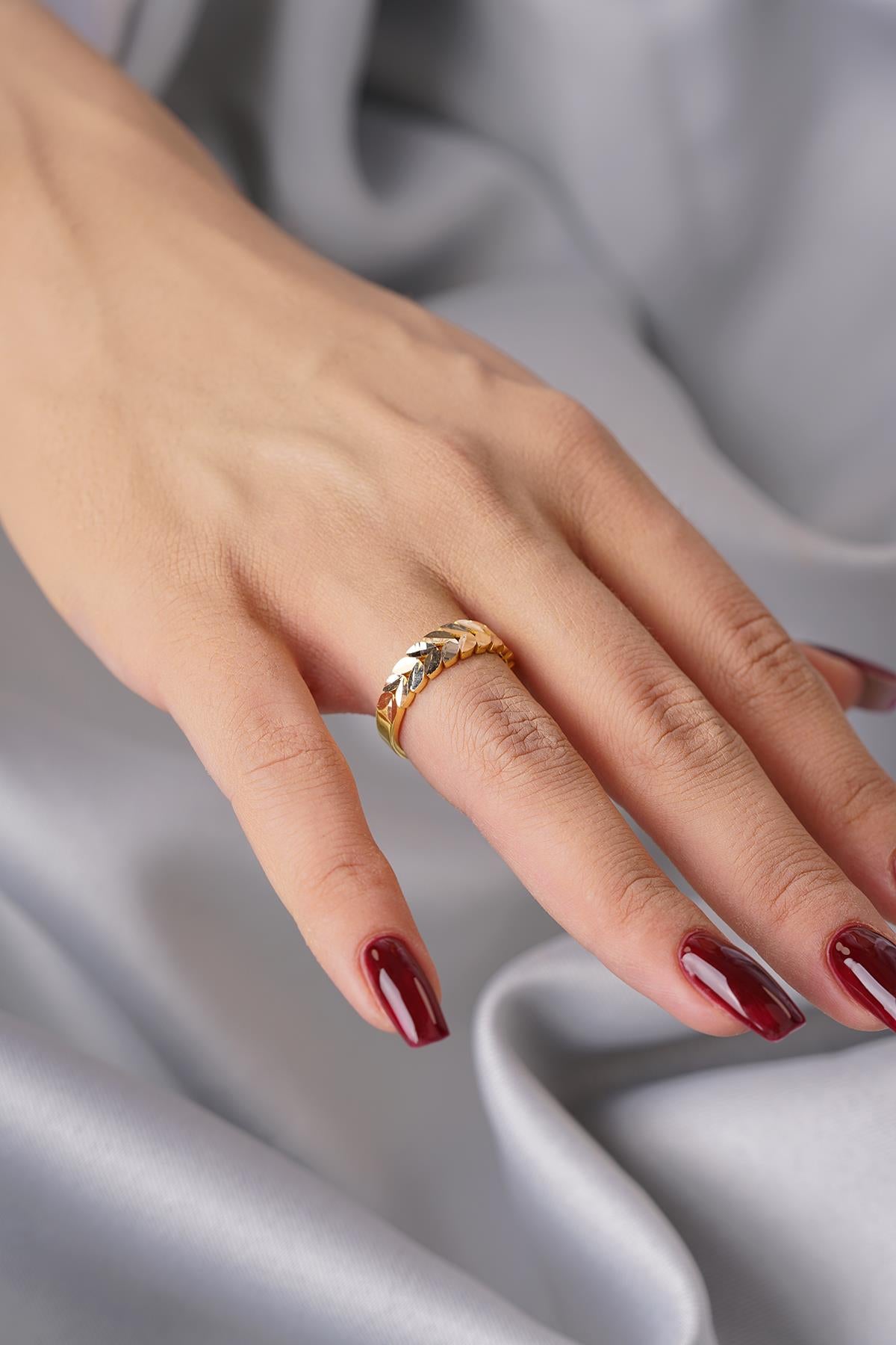 14K Gold Wheat Ring - 22K Appearance
