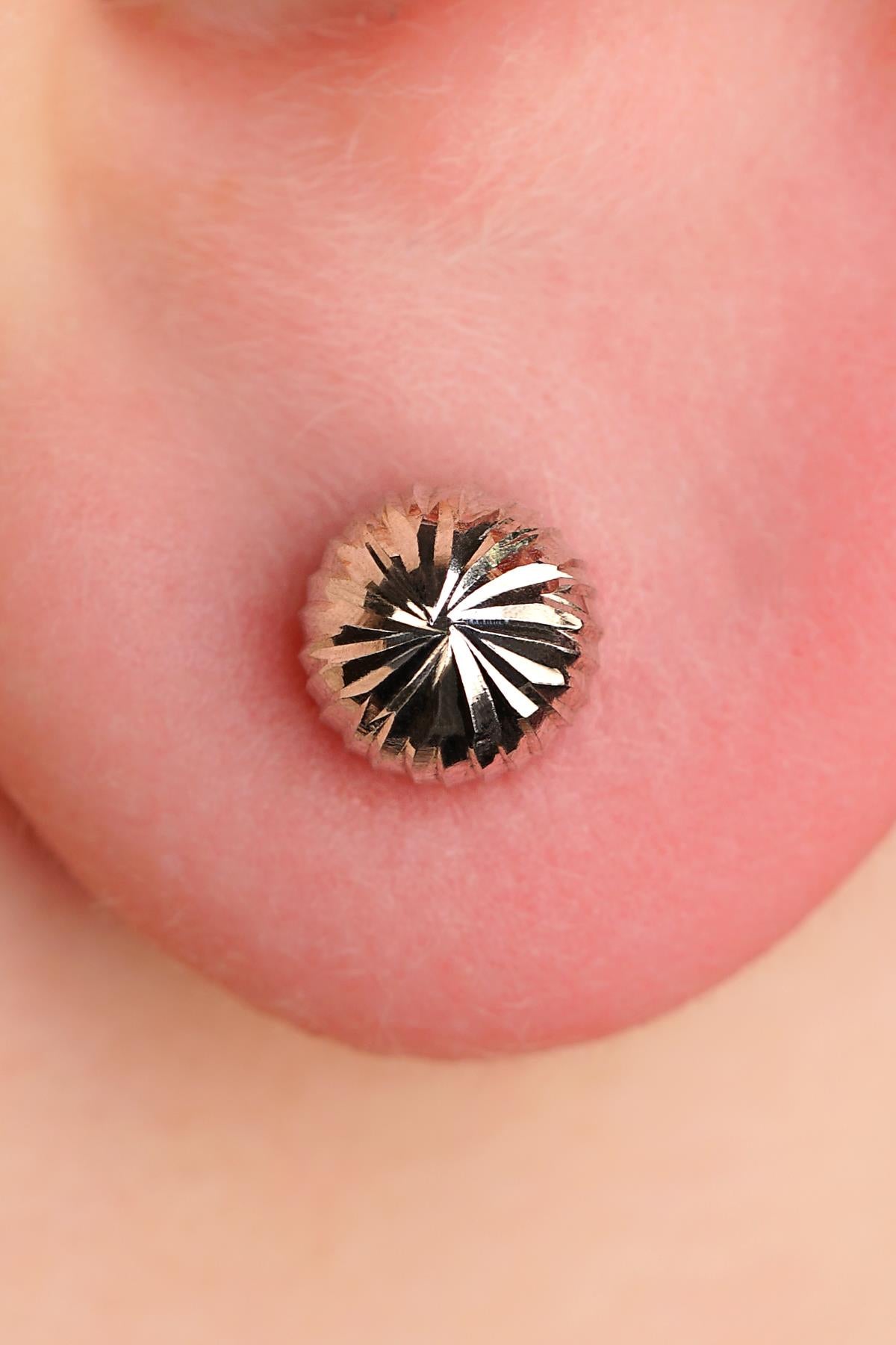 14K Gold White Sparkling Ball Men’s Earring