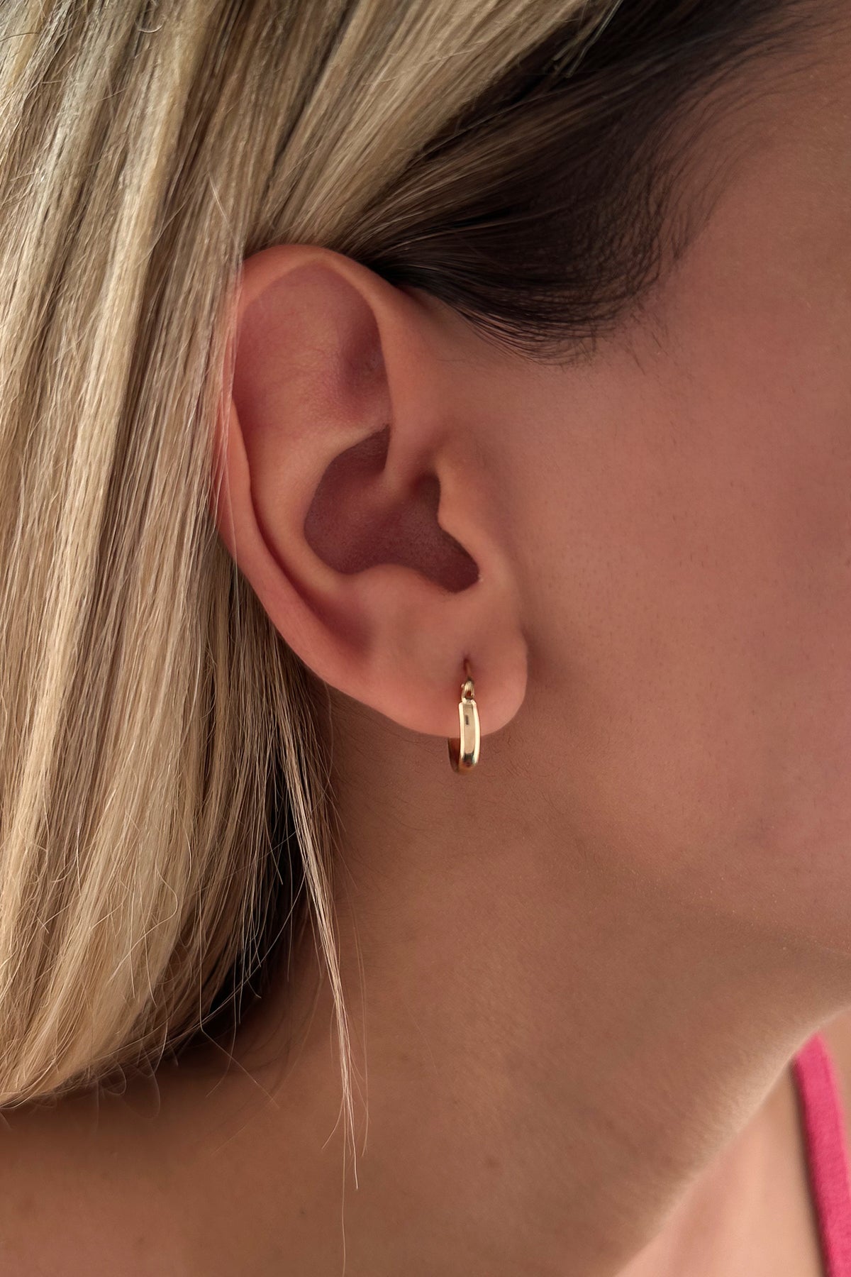 14K Gold Wide Hoop Earrings 10