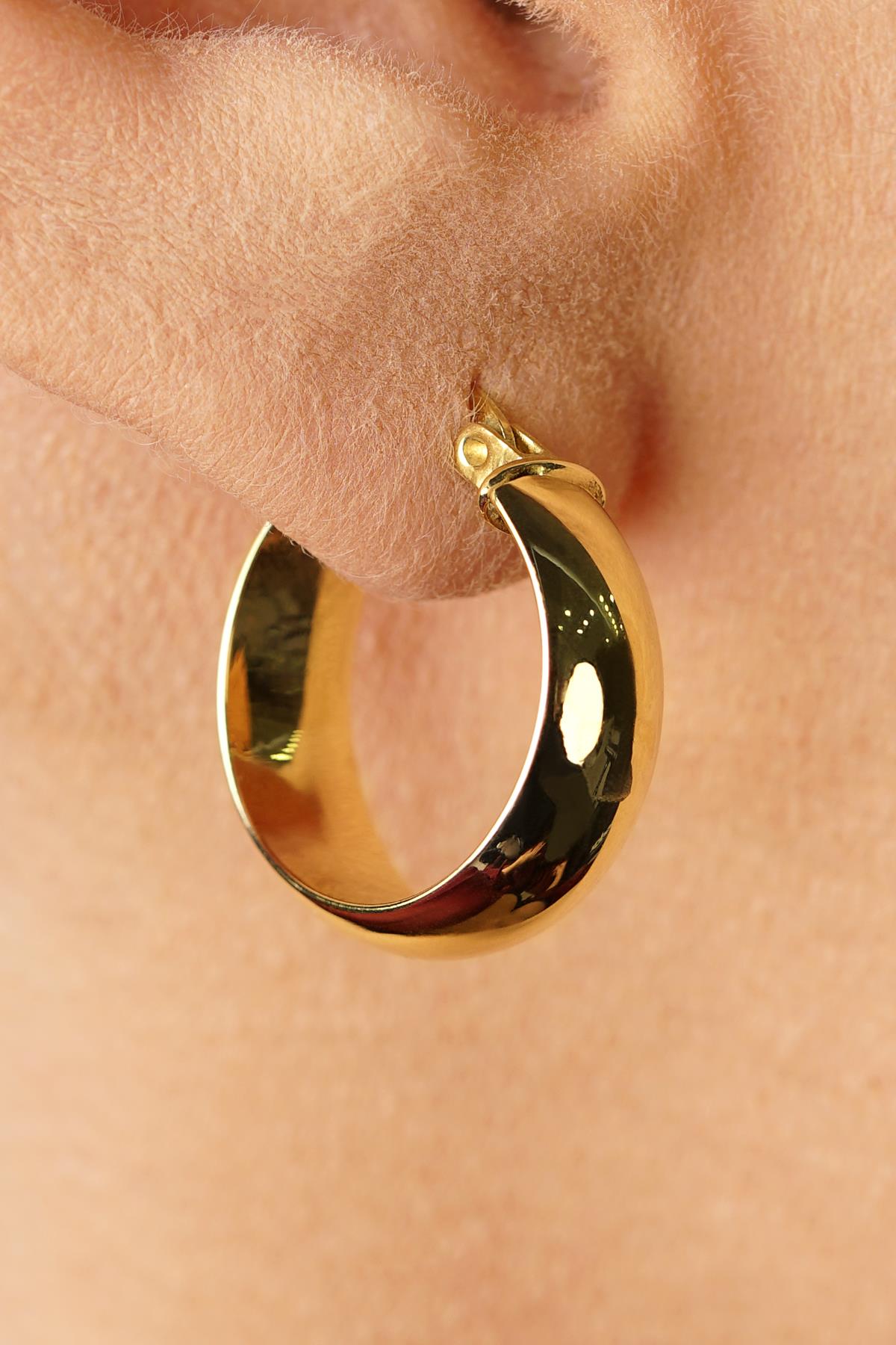 14K Gold Wide Hoop Earrings 7