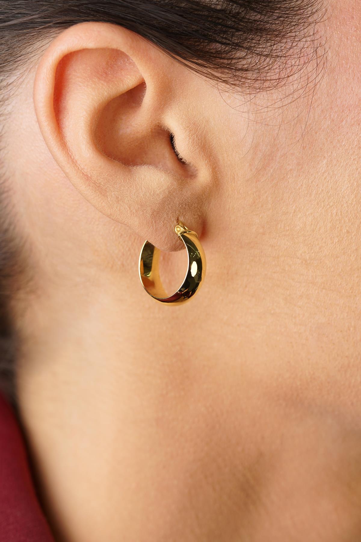 14K Gold Wide Hoop Earrings 7