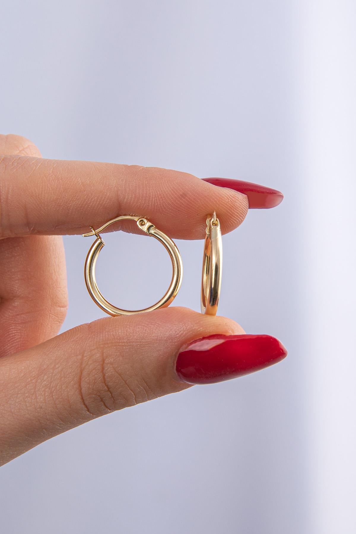 14K Gold Wide Hoop Earrings 9