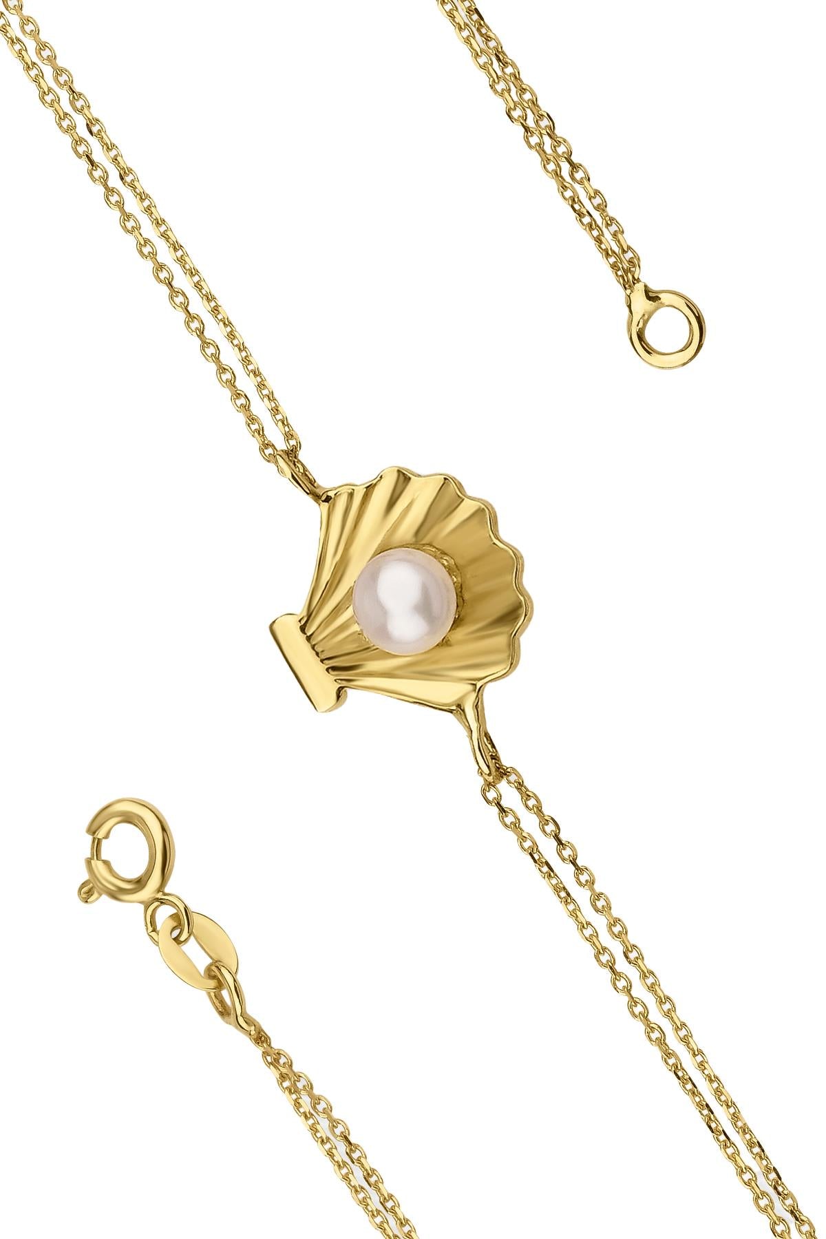 14K Gold Wide Oyster Pearl Bracelet