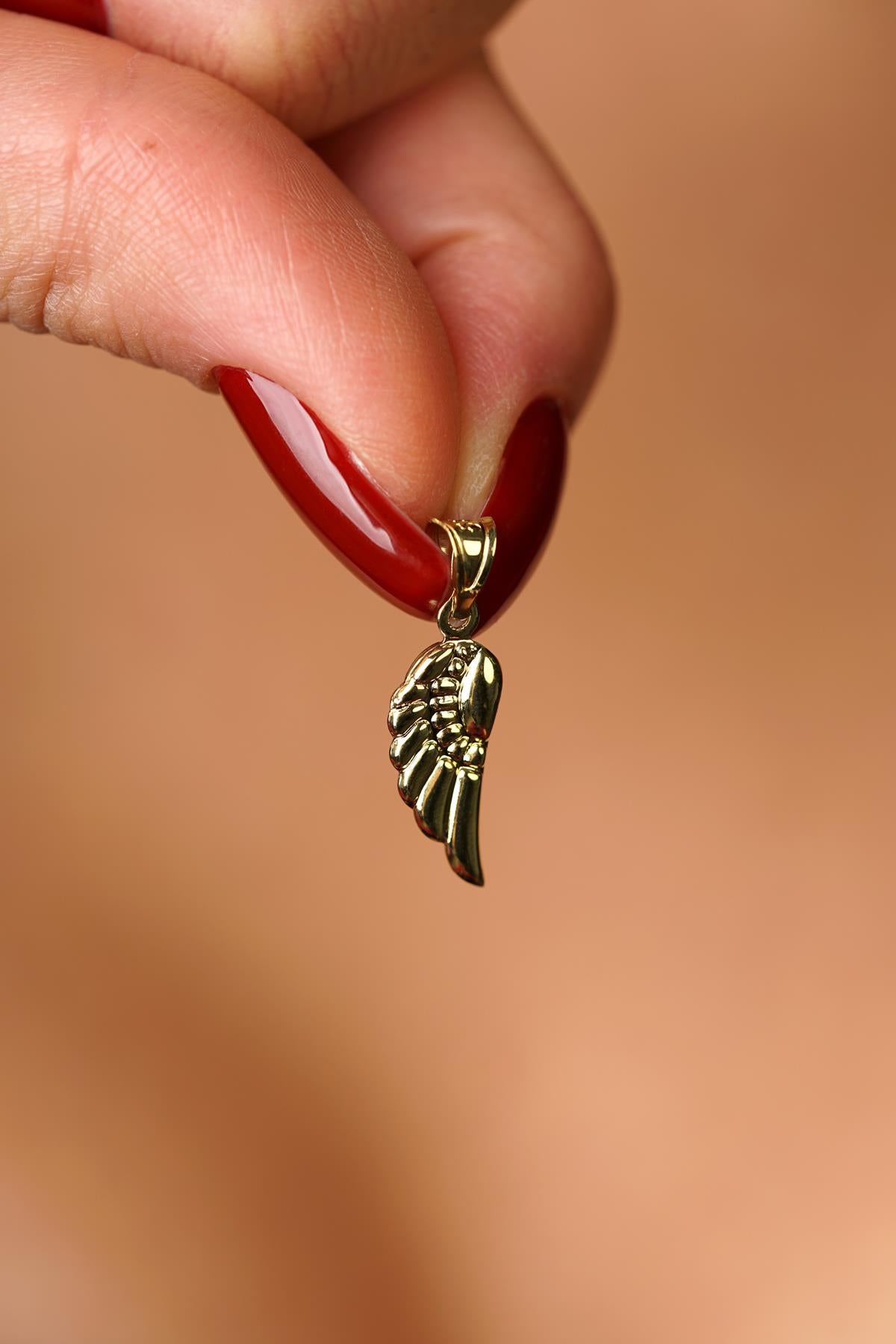 14K Gold Wing Pendant