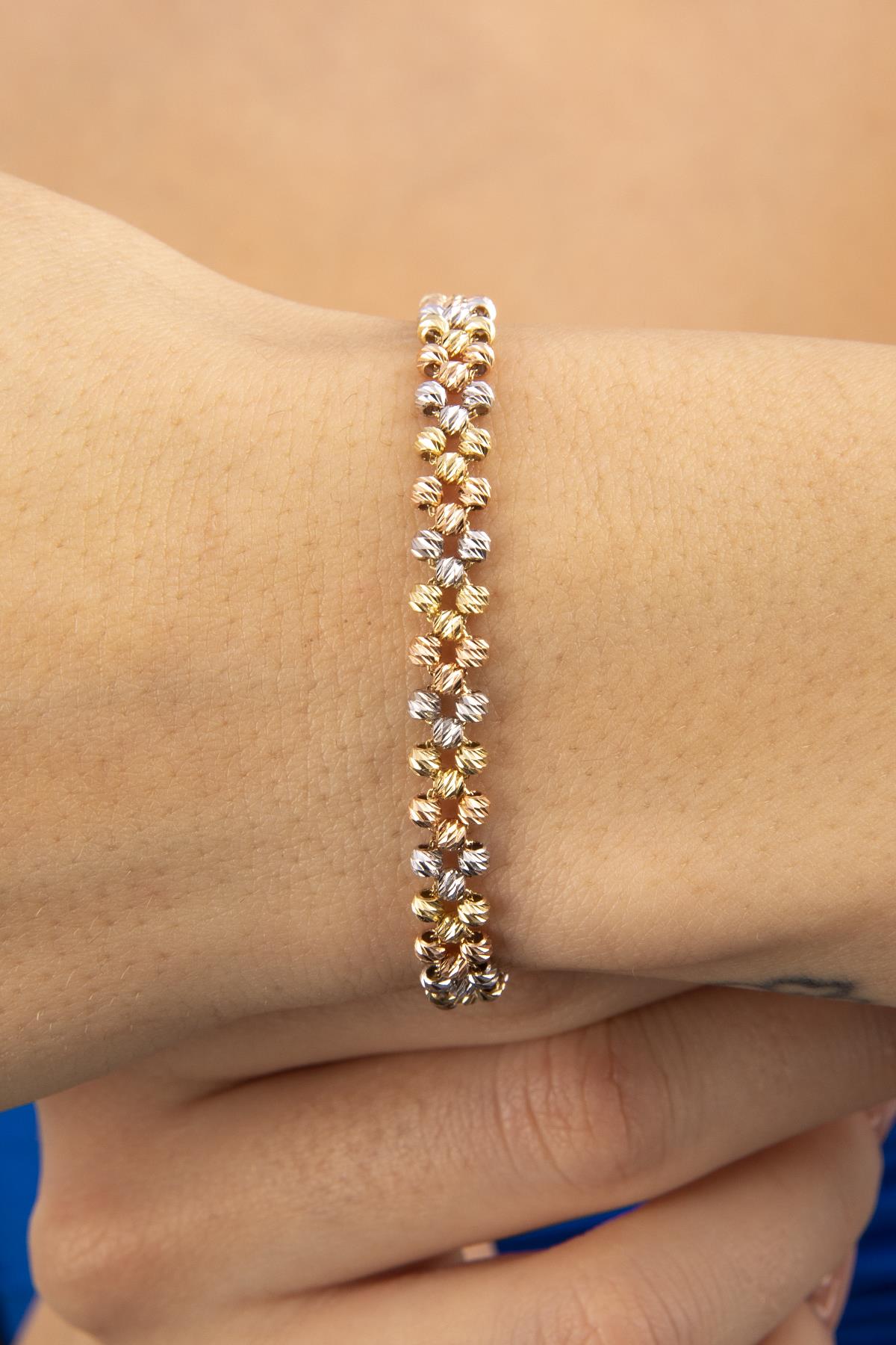 14K Solid Gold Woven Dorika Chain Bracelet