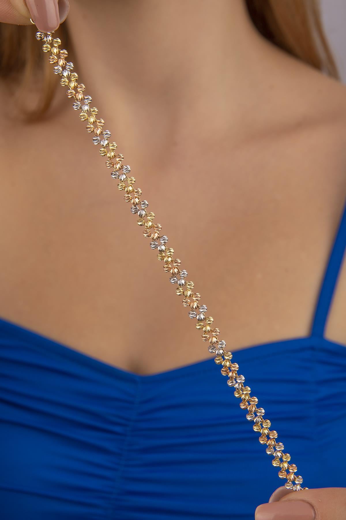 14K Solid Gold Woven Dorika Chain Bracelet