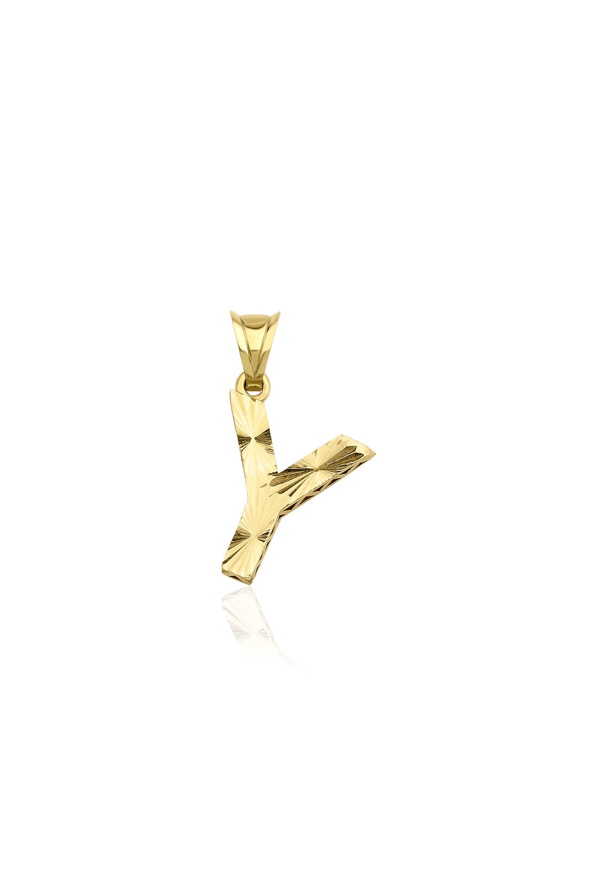 14K Gold Y Letter Mini Shine Pendant