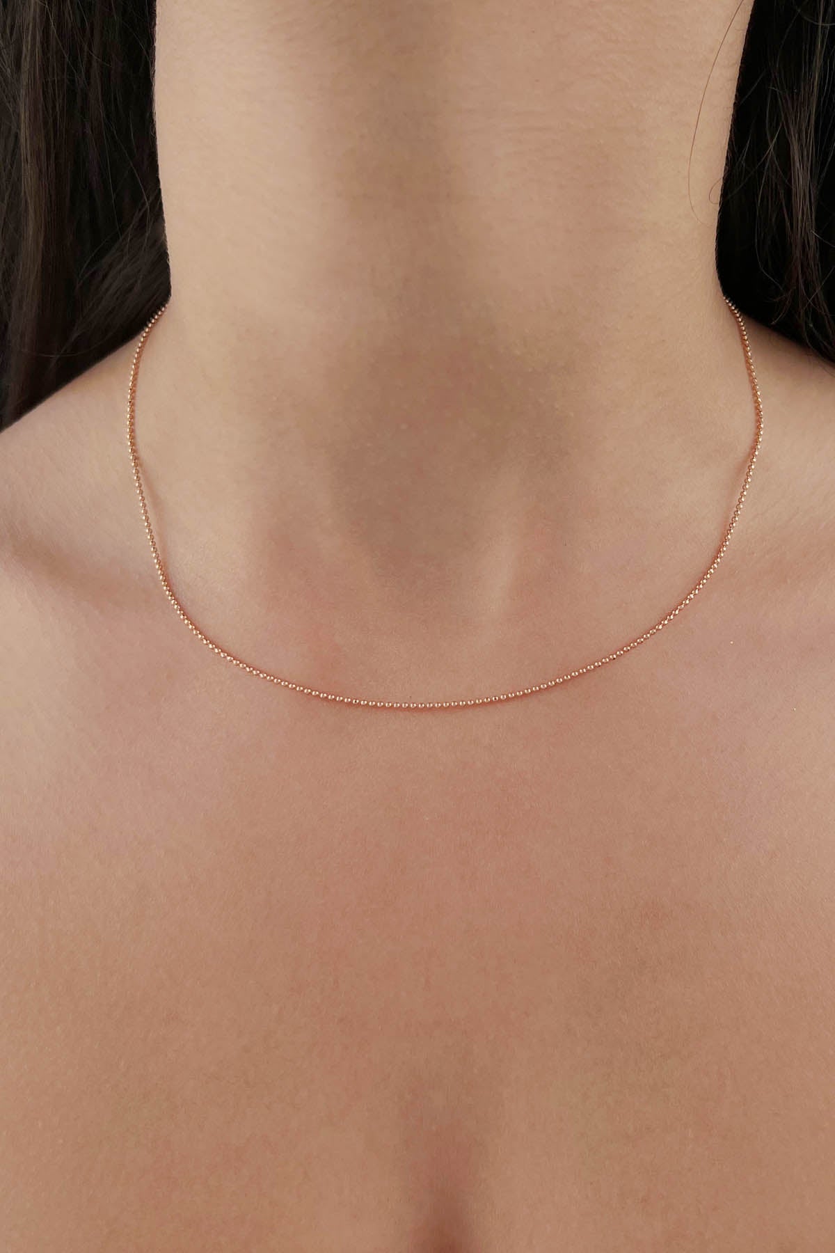 14K Rose Gold Cube Ball Chain 0.047 inch