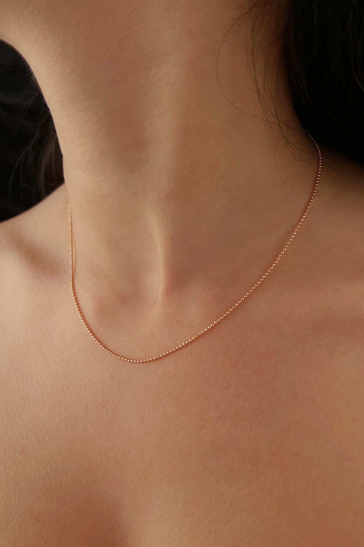14K Rose Gold Cube Ball Chain 0.047 inch