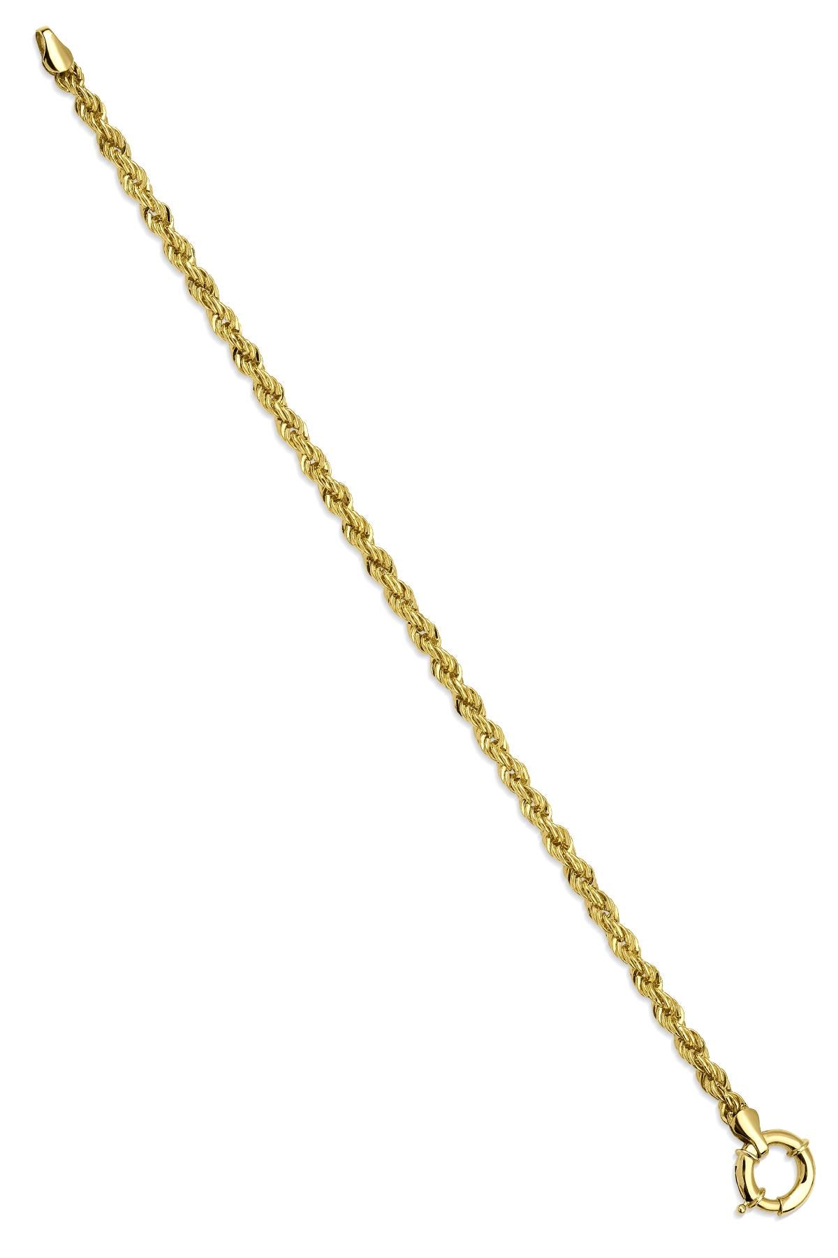 14K Solid Gold Rope Chain Bracelet