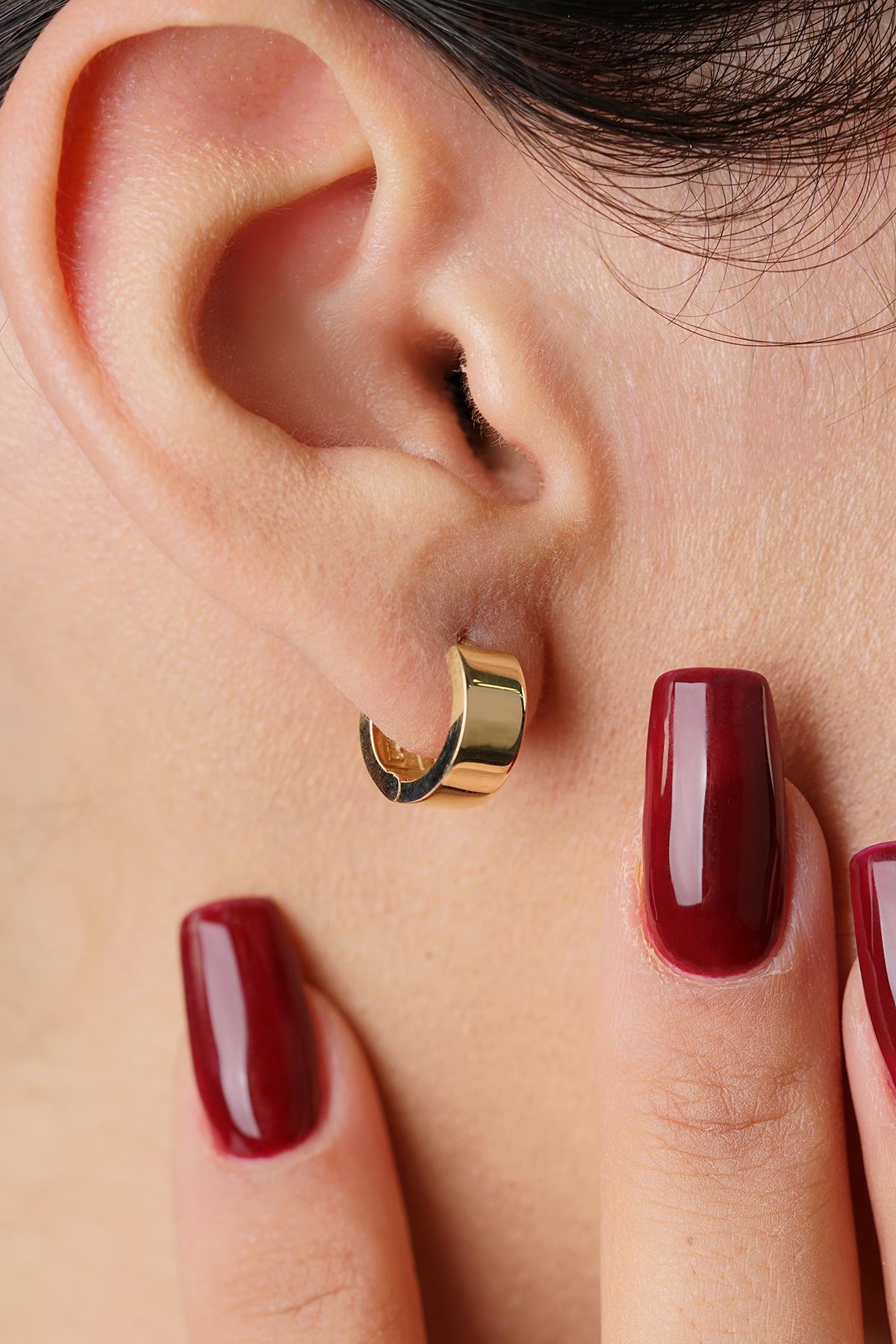 14K Solid Gold Wide Hoop Earrings