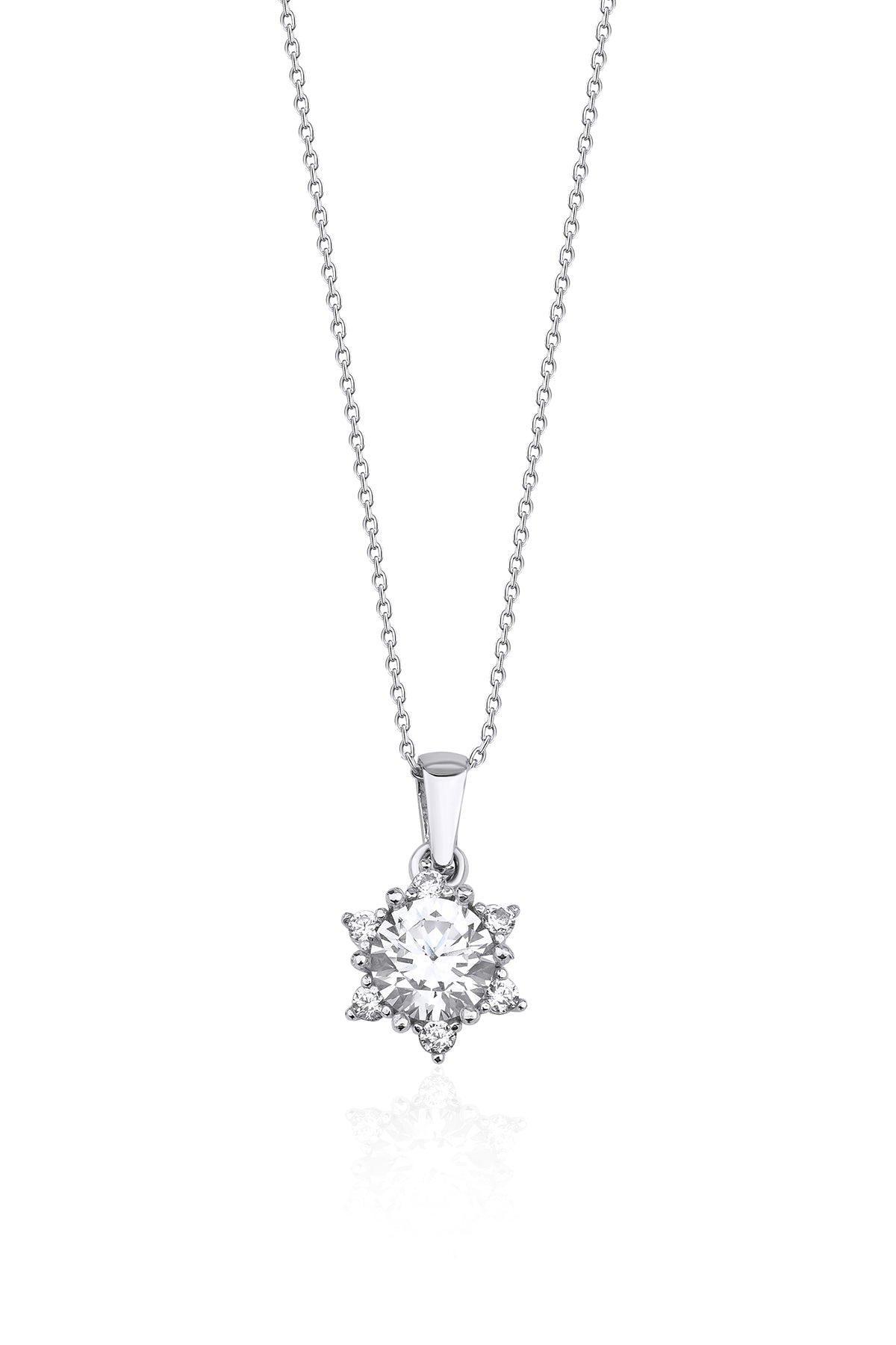 14K White Gold Lotus Rose Necklace