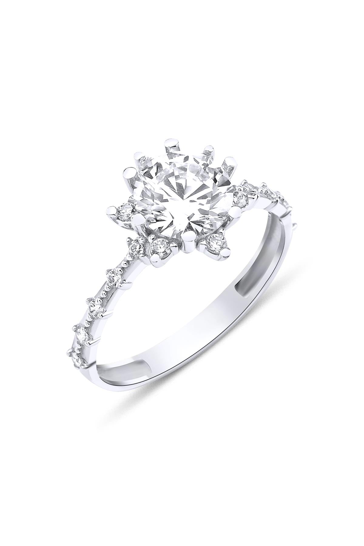 14K White Gold Lotus Rose Ring