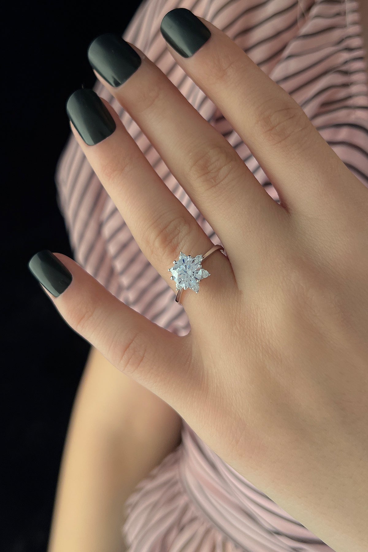 14K White Gold Lotus Rose Ring 2