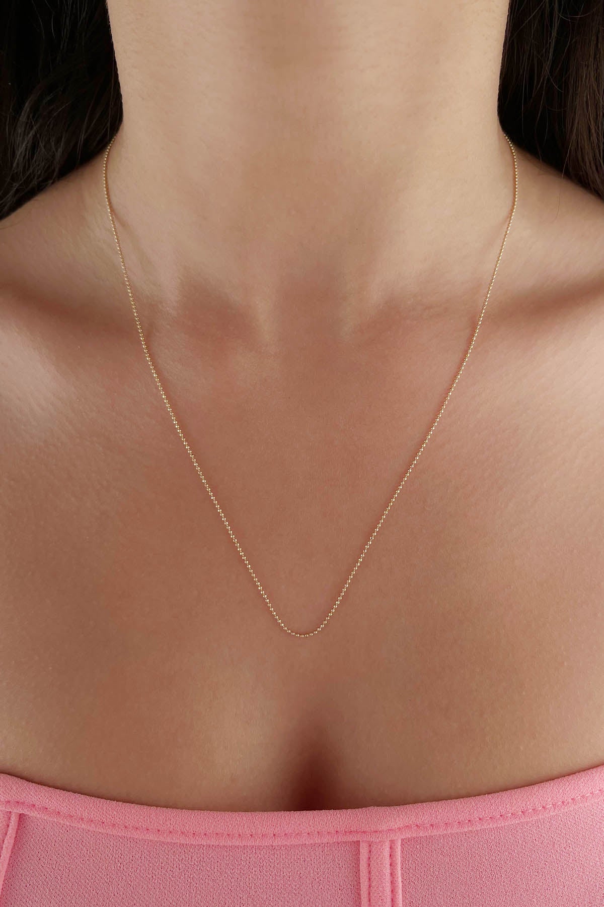 14K Yellow Gold Cube Ball Chain 0.039 inch