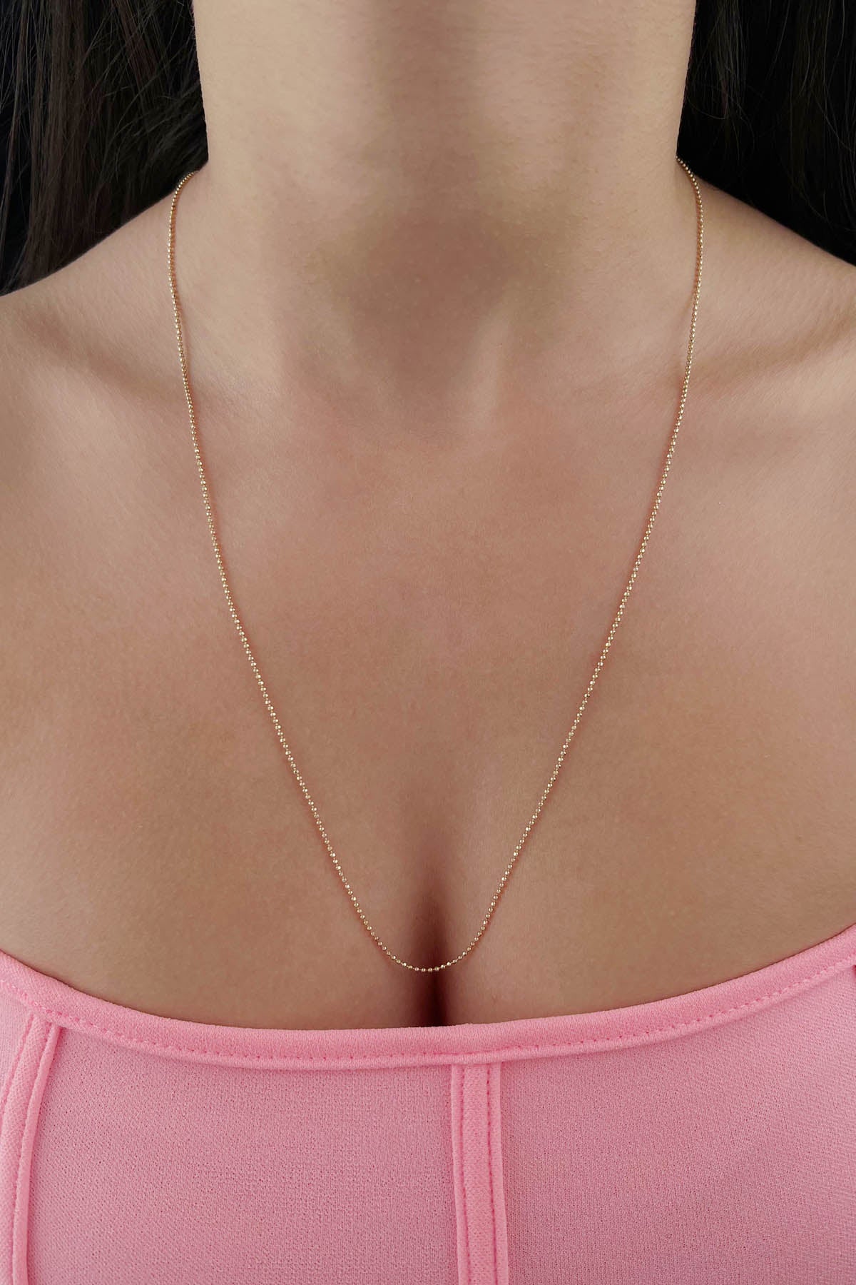 14K Yellow Gold Cube Ball Chain 0.047 inch