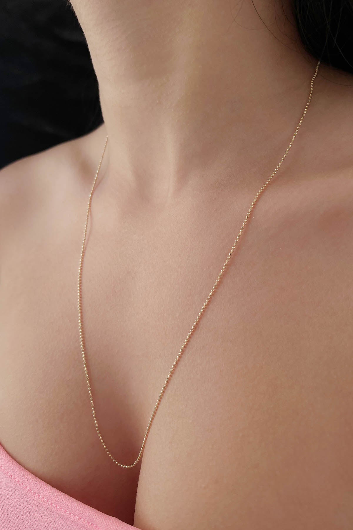 14K Yellow Gold Cube Ball Chain 0.047 inch