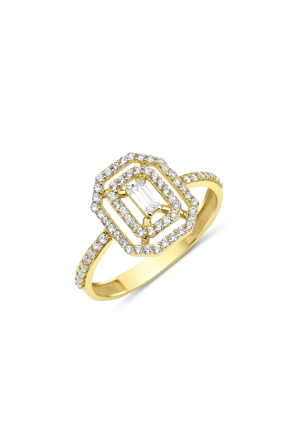 14K Yellow Gold Strip Baguette Ring