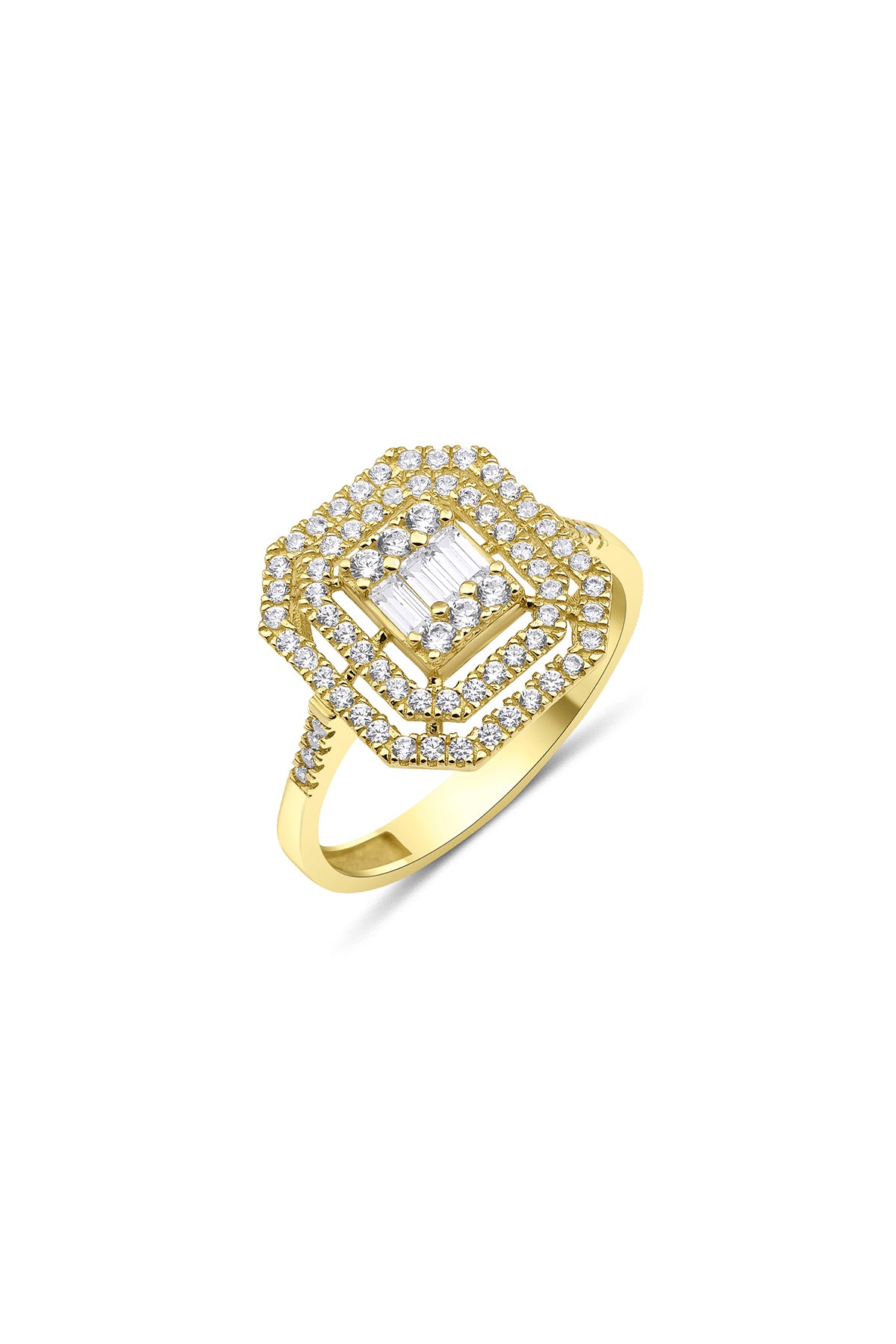 14K Yellow Gold Wide Baguette Ring