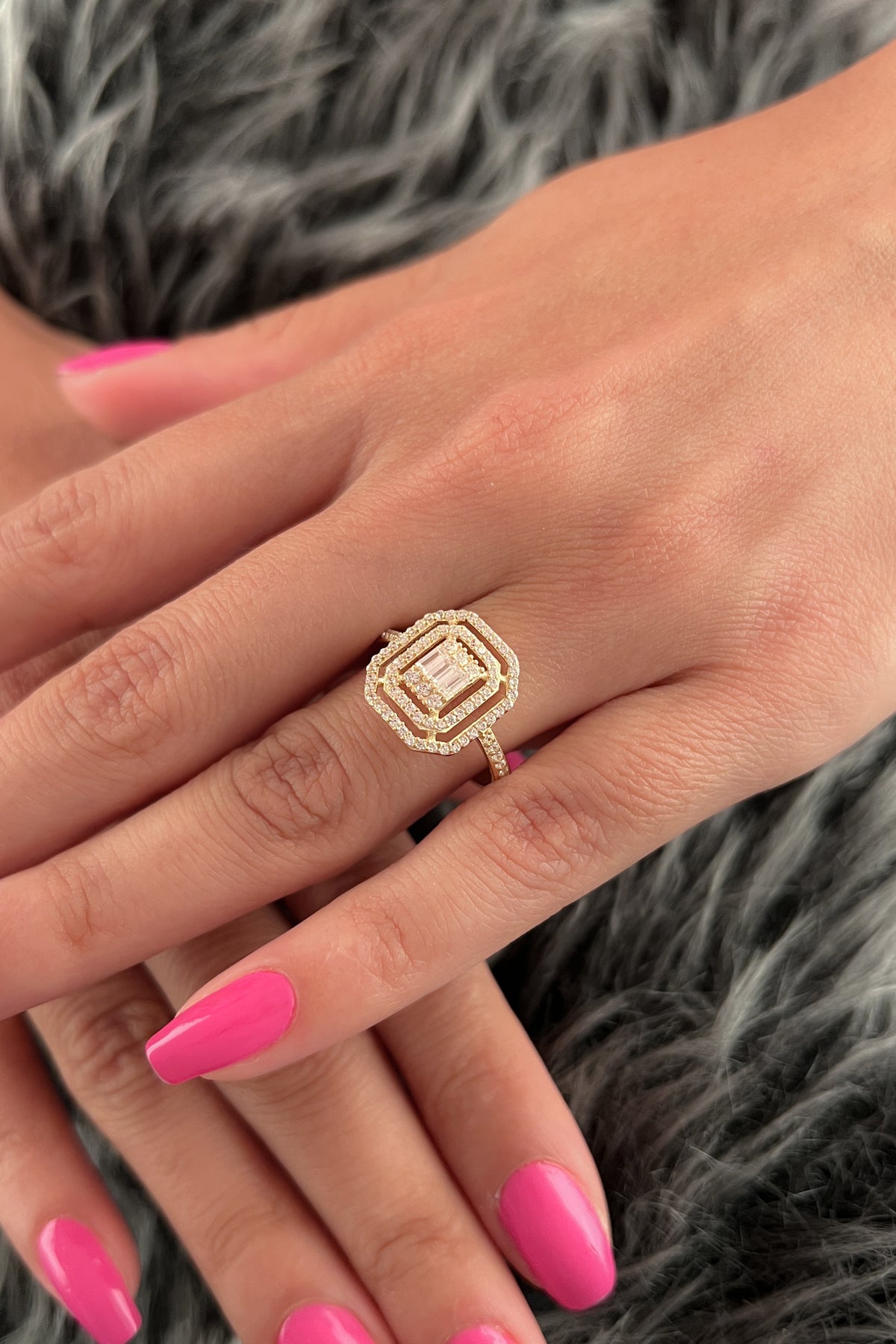 14K Yellow Gold Wide Baguette Ring