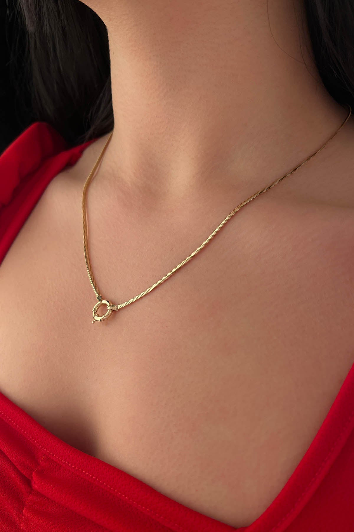 14K Gold Classic Snake Chain With Sailor Lock