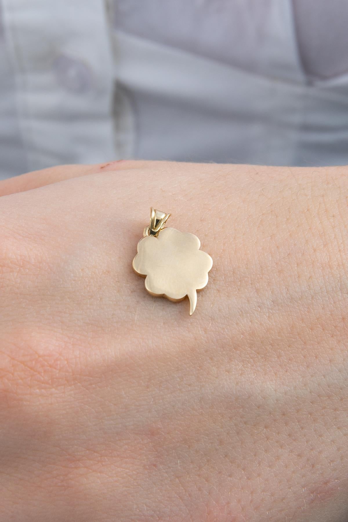 14K Gold Green Enamel Clover Charm