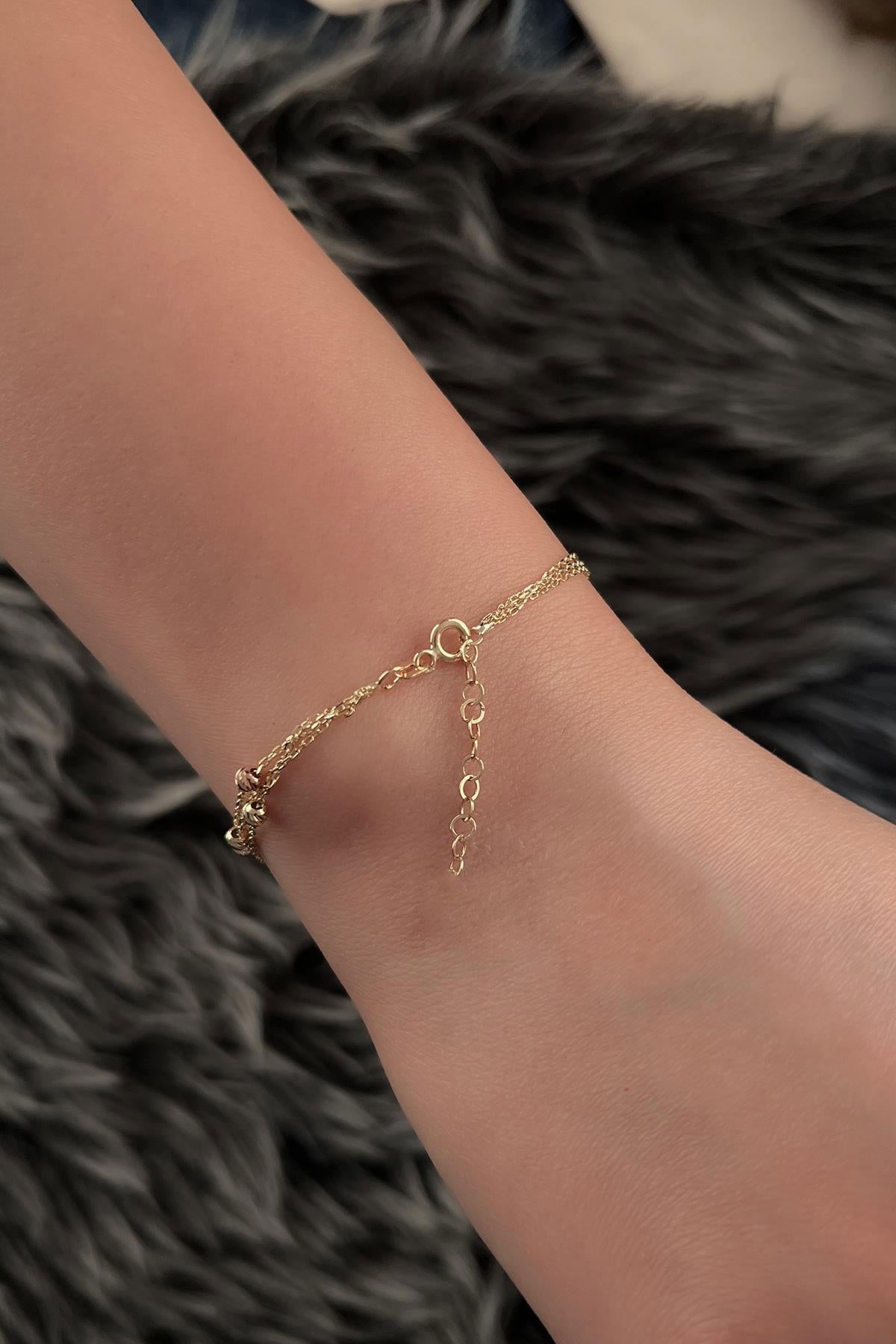 14K Gold Triple Row Dorica Bracelet
