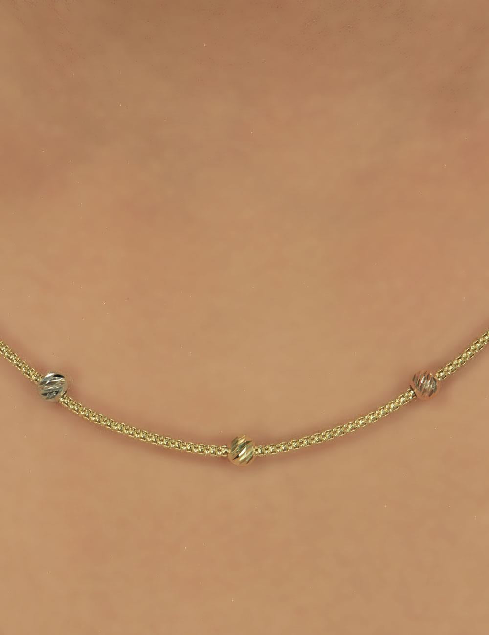 14K Gold Popcorn Dorica Ball Necklace