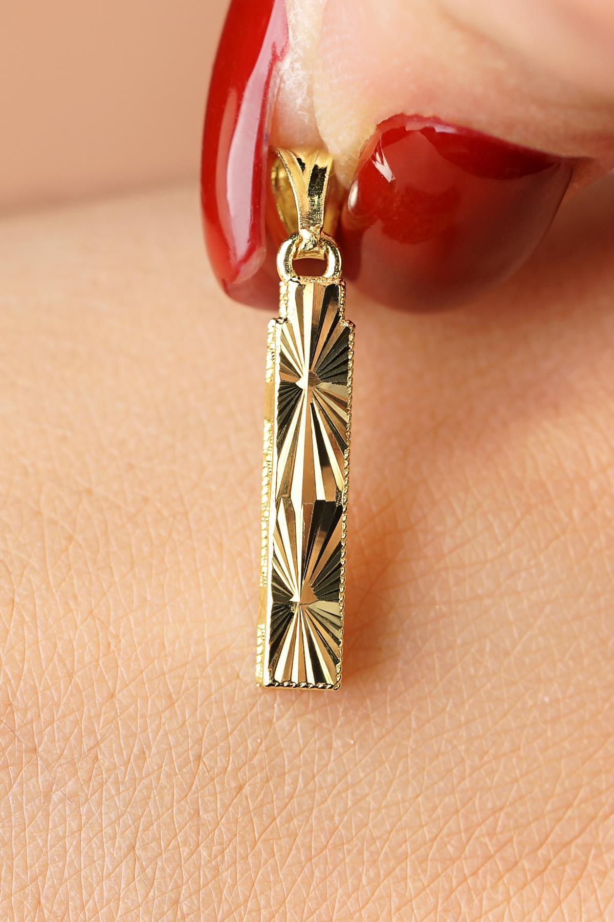 14K Gold İ Letter Mini Shine Pendant