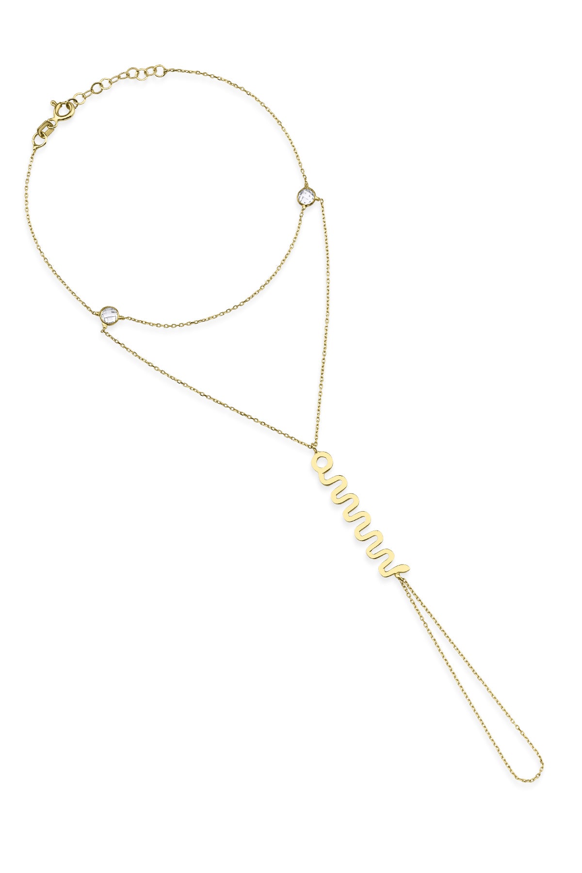 14K Gold Snake Shape Hand Chain