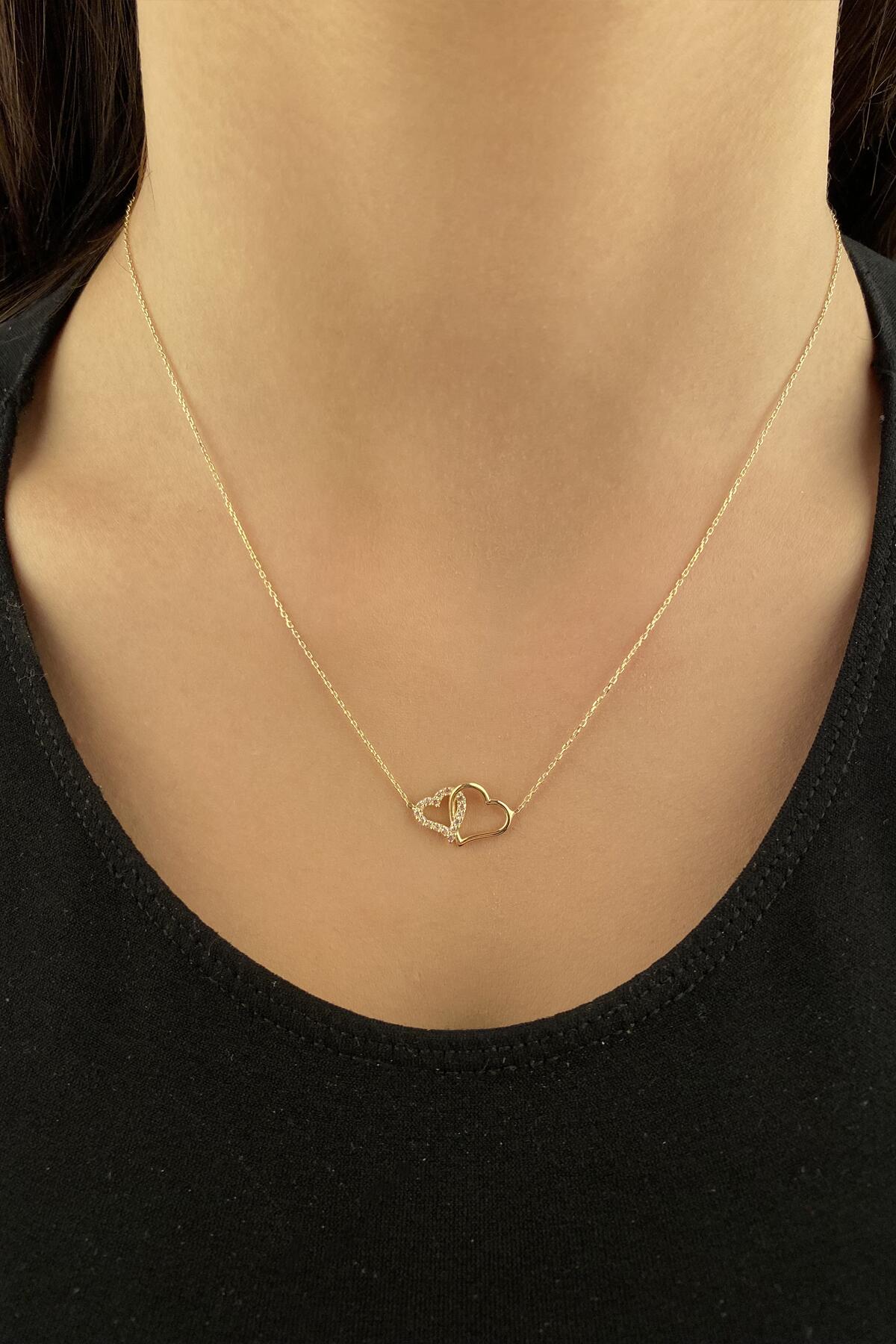 14K Gold Intertwined Heart Necklace