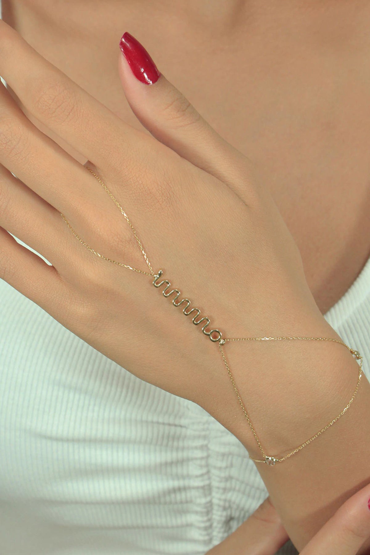 14K Gold Snake Shape Hand Chain