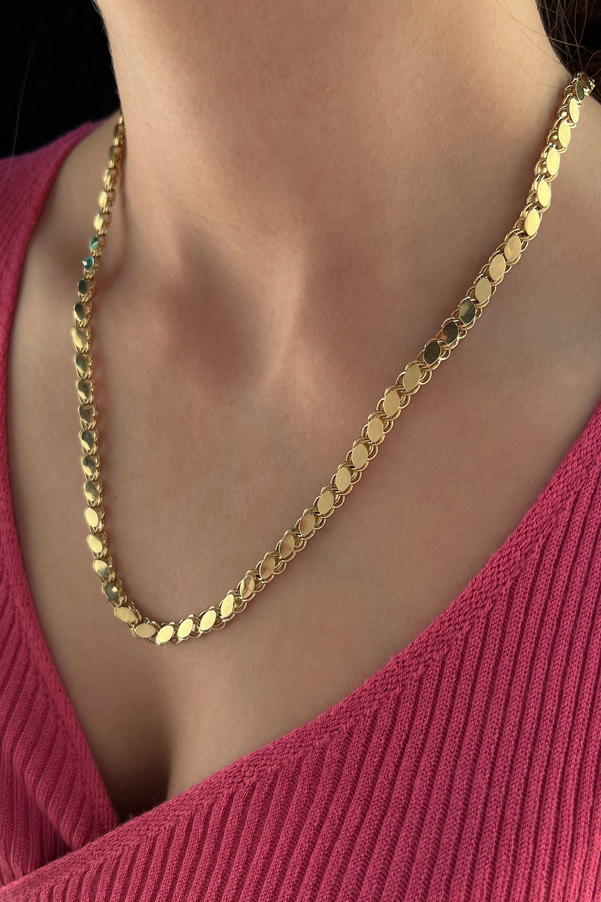 14K Gold Sequin Chain 0.236 inch
