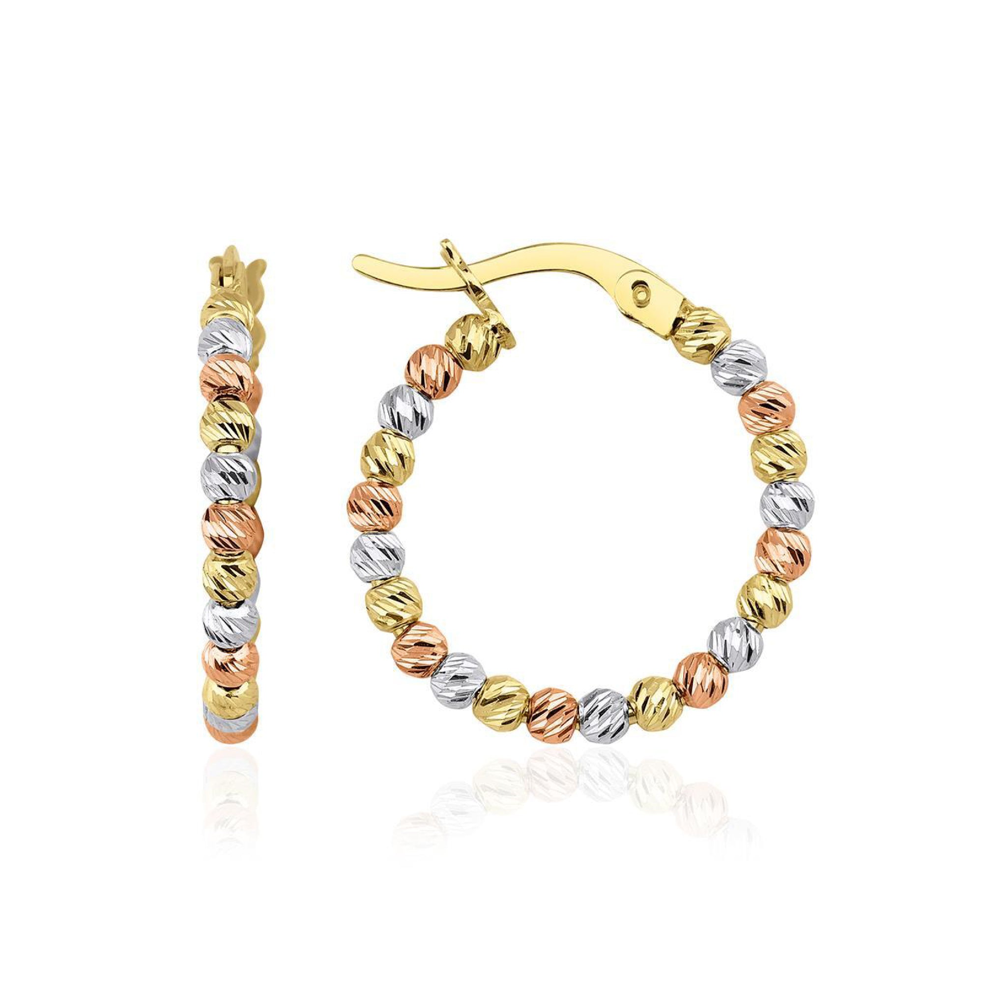 14K Gold 3 Color Dorica Hoop Earrings