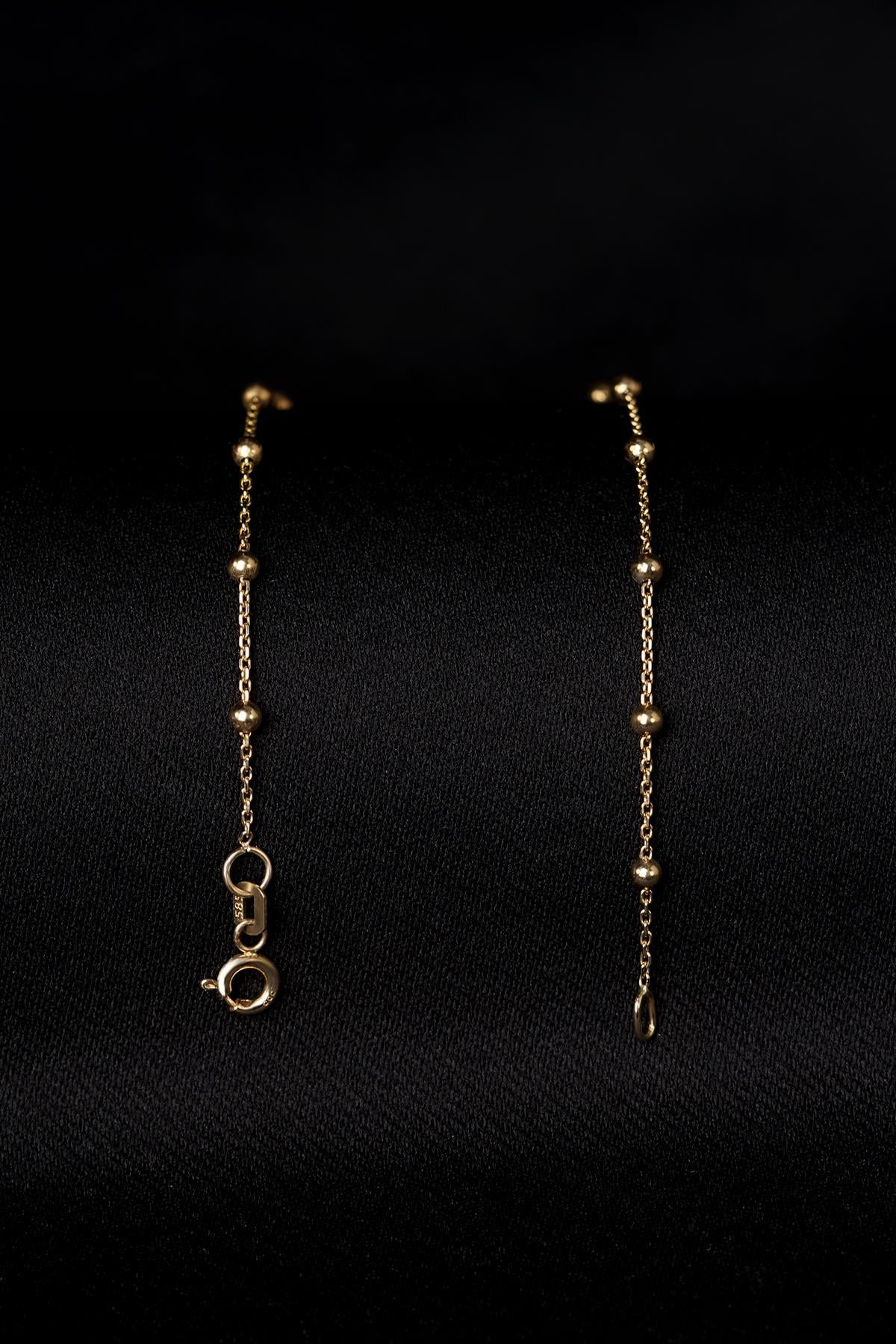 Men's 14K Solid Gold Ball Bead Station Bracelet