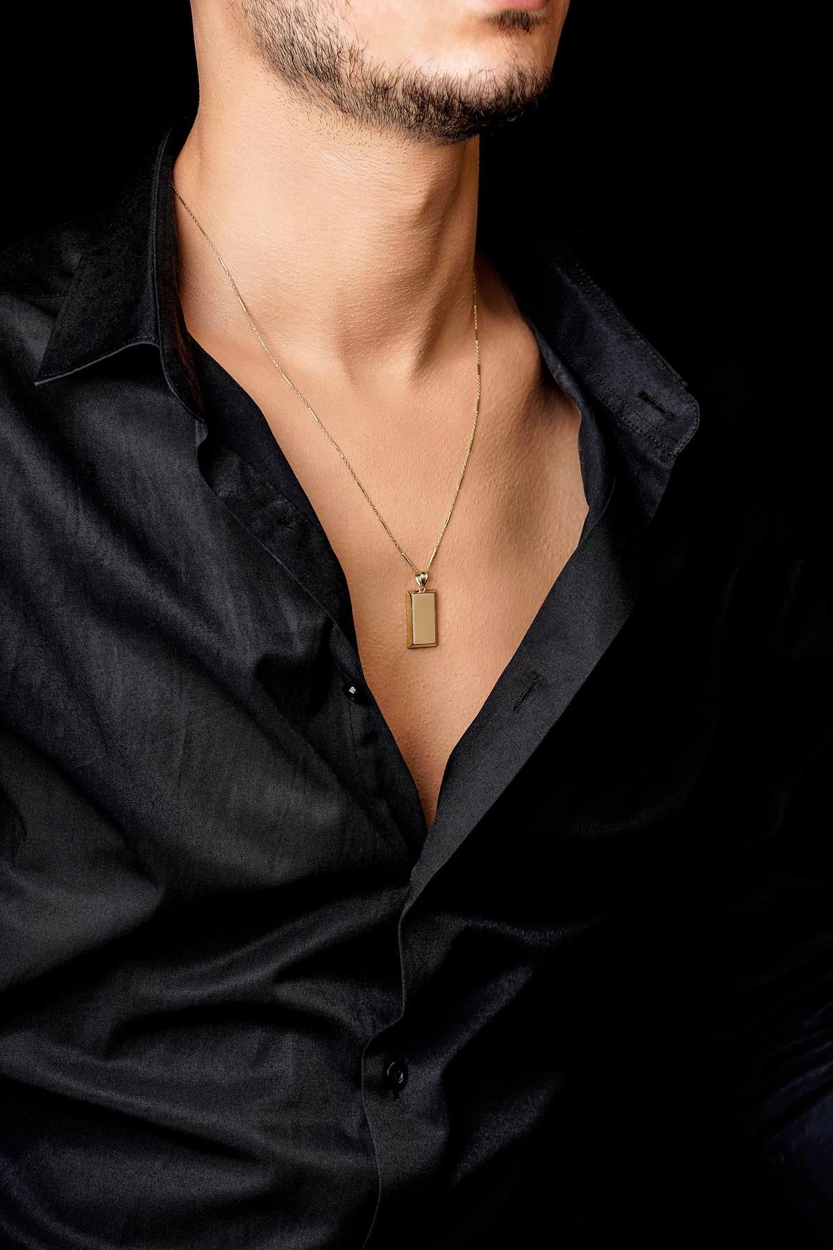 Men's 14K Gold Bar Link Chain with Ingot