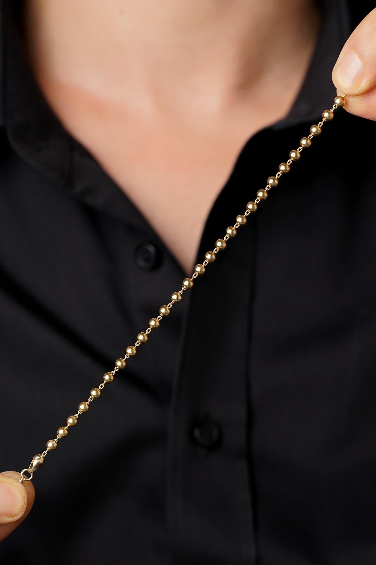 Men's 14K Gold Beaded Chain Bracelet