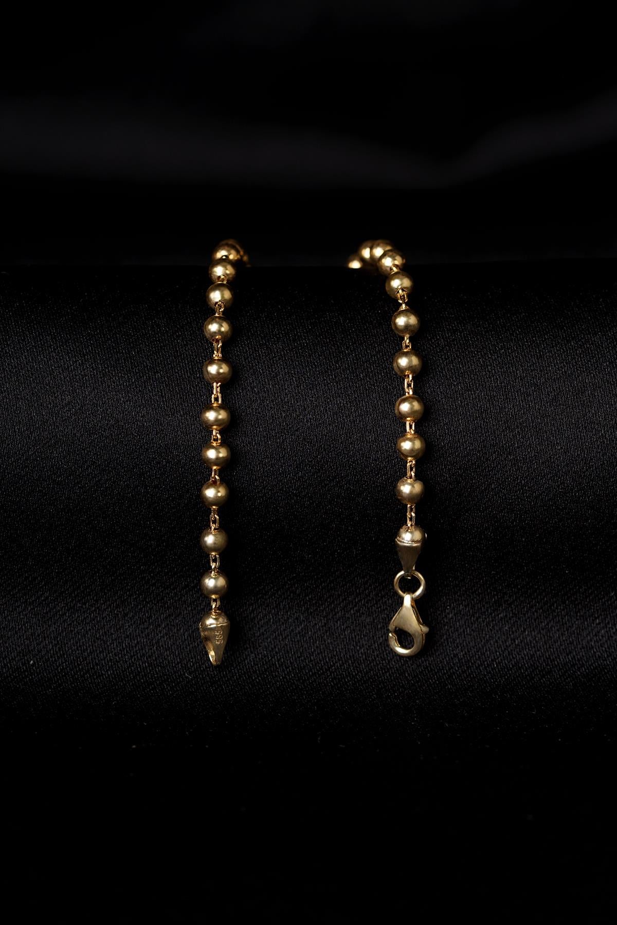 Men's 14K Gold Beaded Chain Bracelet