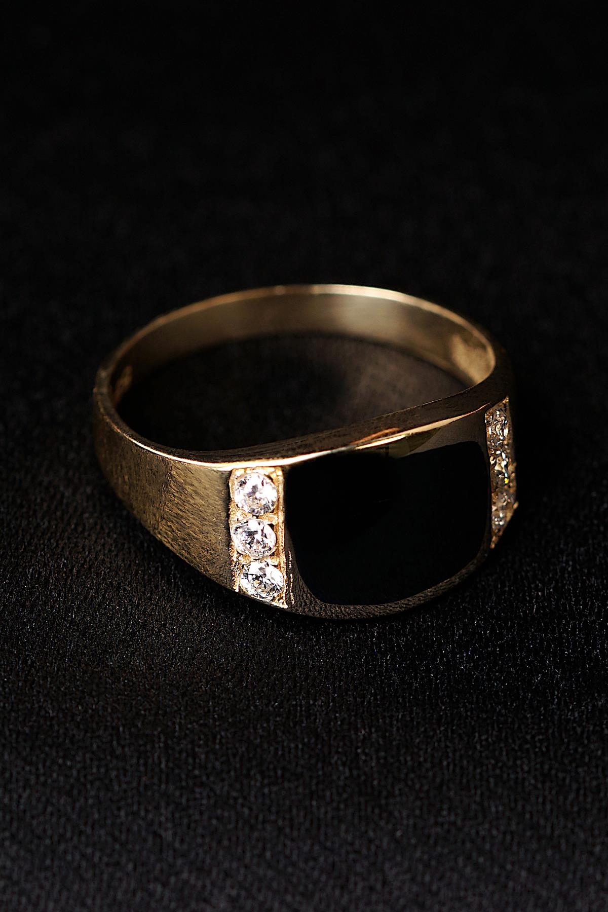 Men's 14K Gold Black Onyx Signet Ring