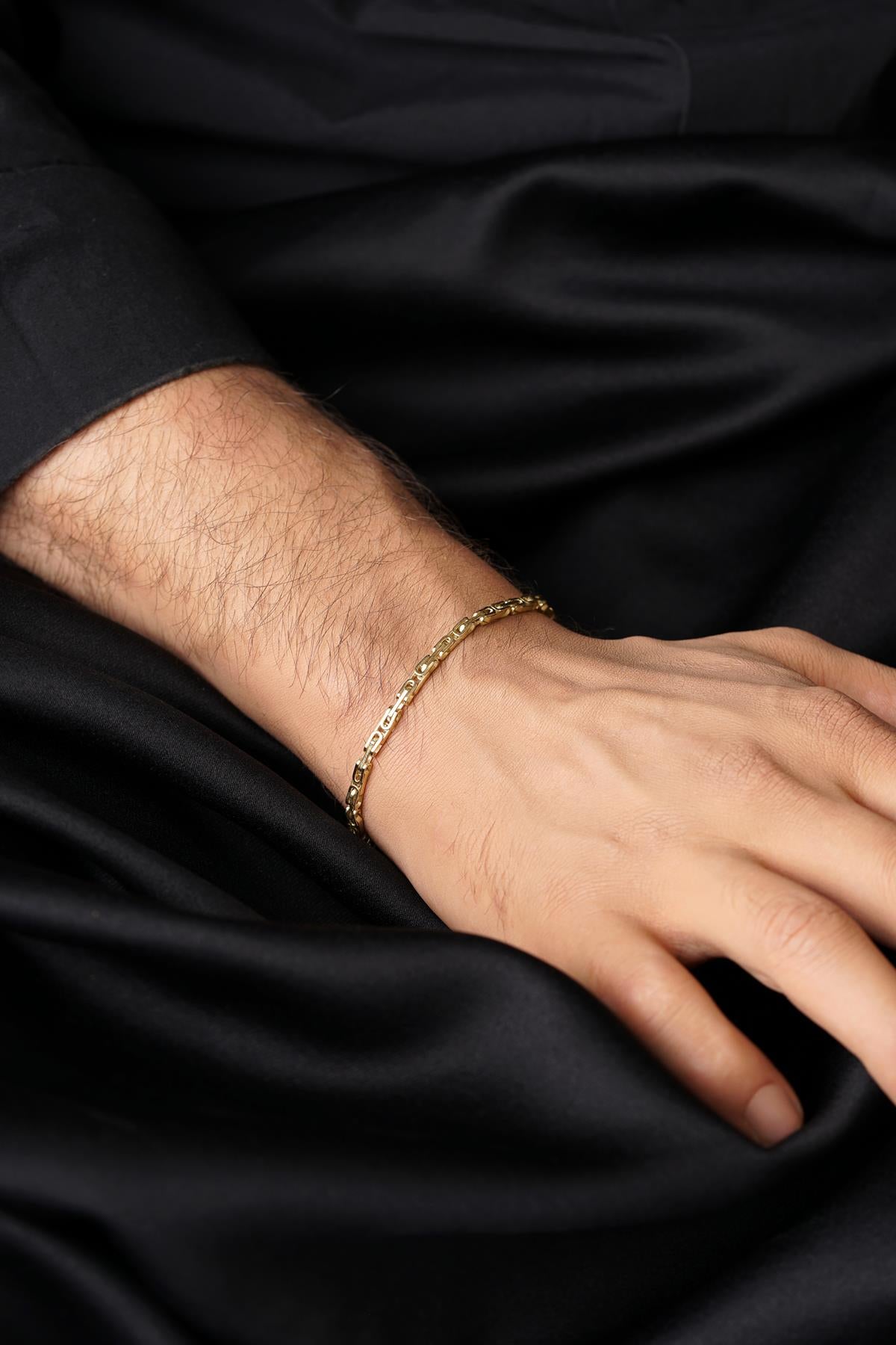 Men's 14K Solid Gold Byzantine Chain Jewelry Set