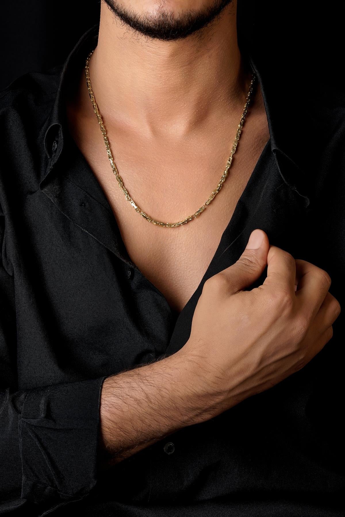Men's 14K Solid Gold Byzantine Chain Jewelry Set