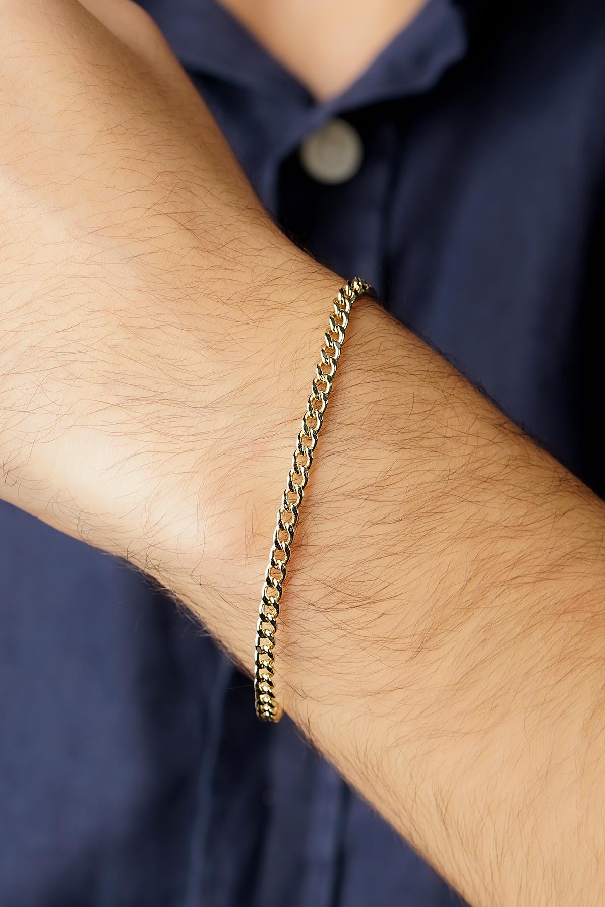 Men's 14K Solid Gold Curb Link Bracelet