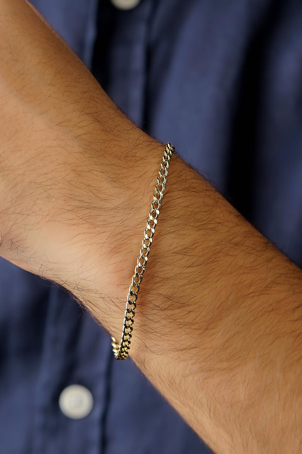 Men's 14K Solid Gold Curb Link Bracelet