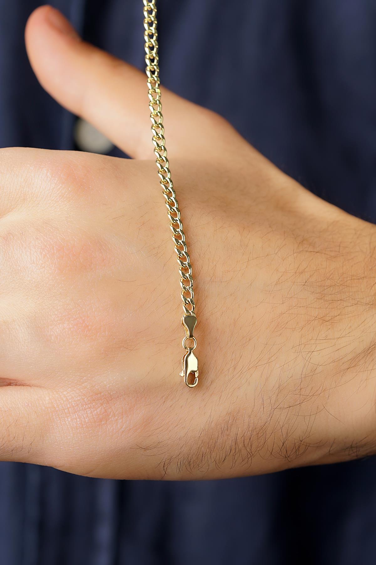 Men's 14K Solid Gold Curb Link Bracelet