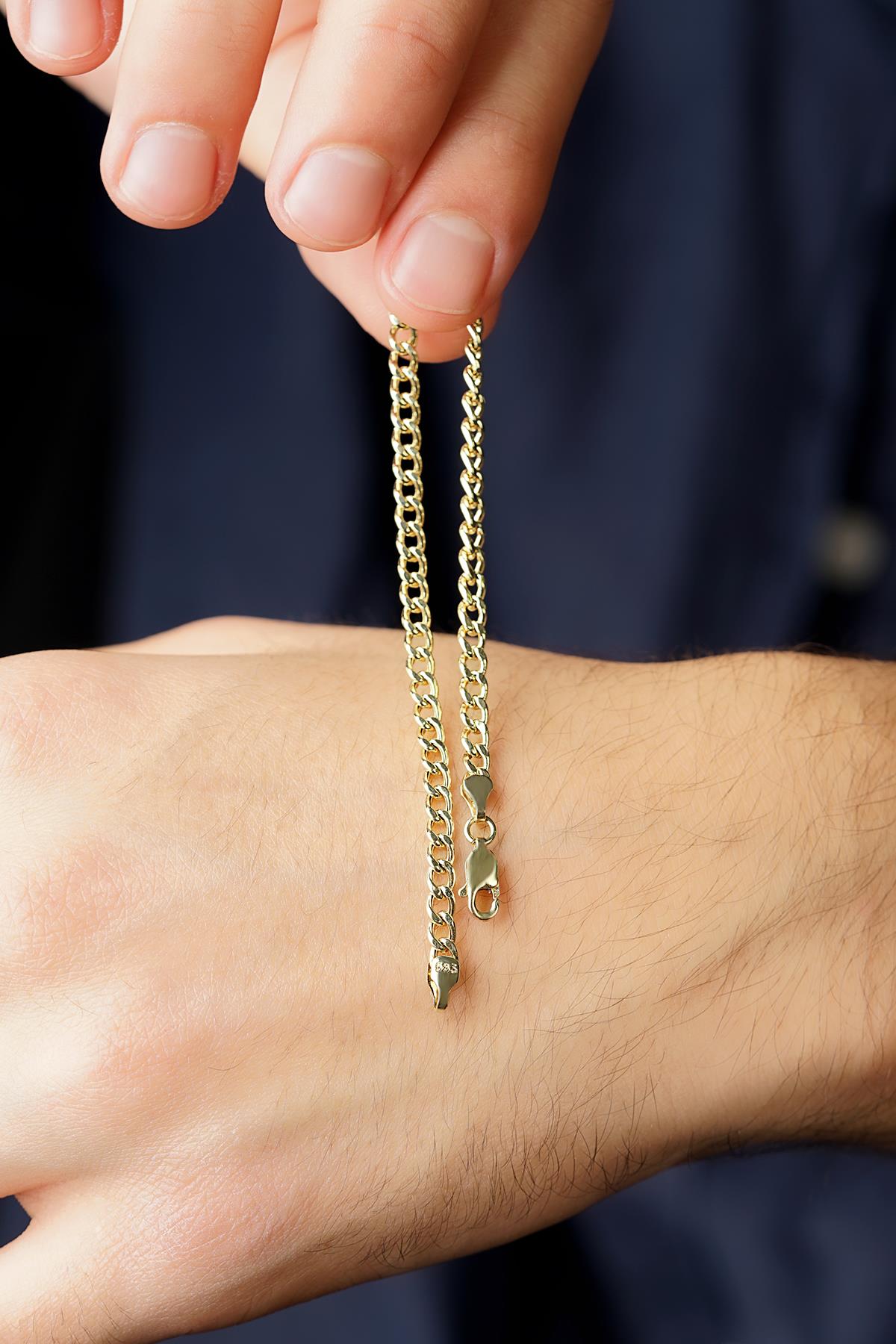Men's 14K Solid Gold Curb Link Bracelet