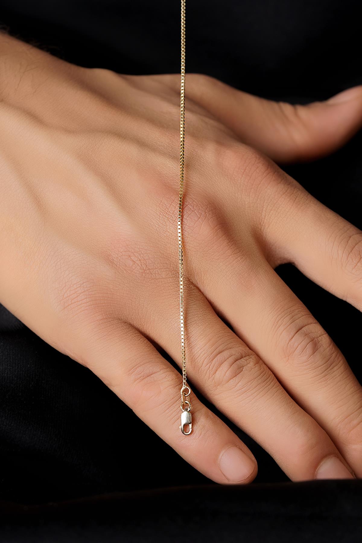 Men's 14K Solid Gold Dainty Box Chain Bracelet